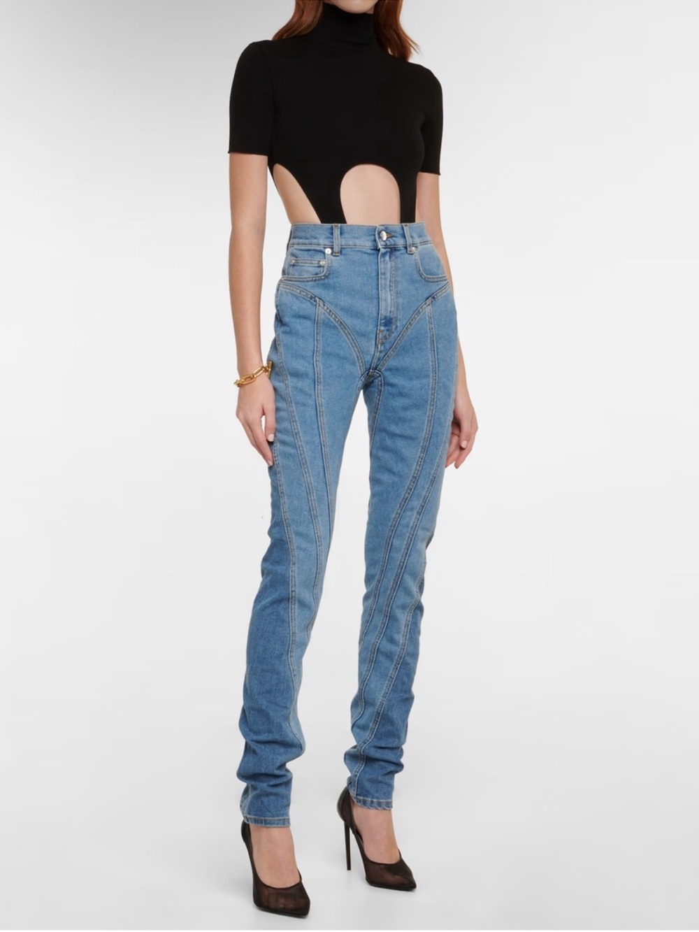 Mugler Seam-detail high-rise skinny Jeans